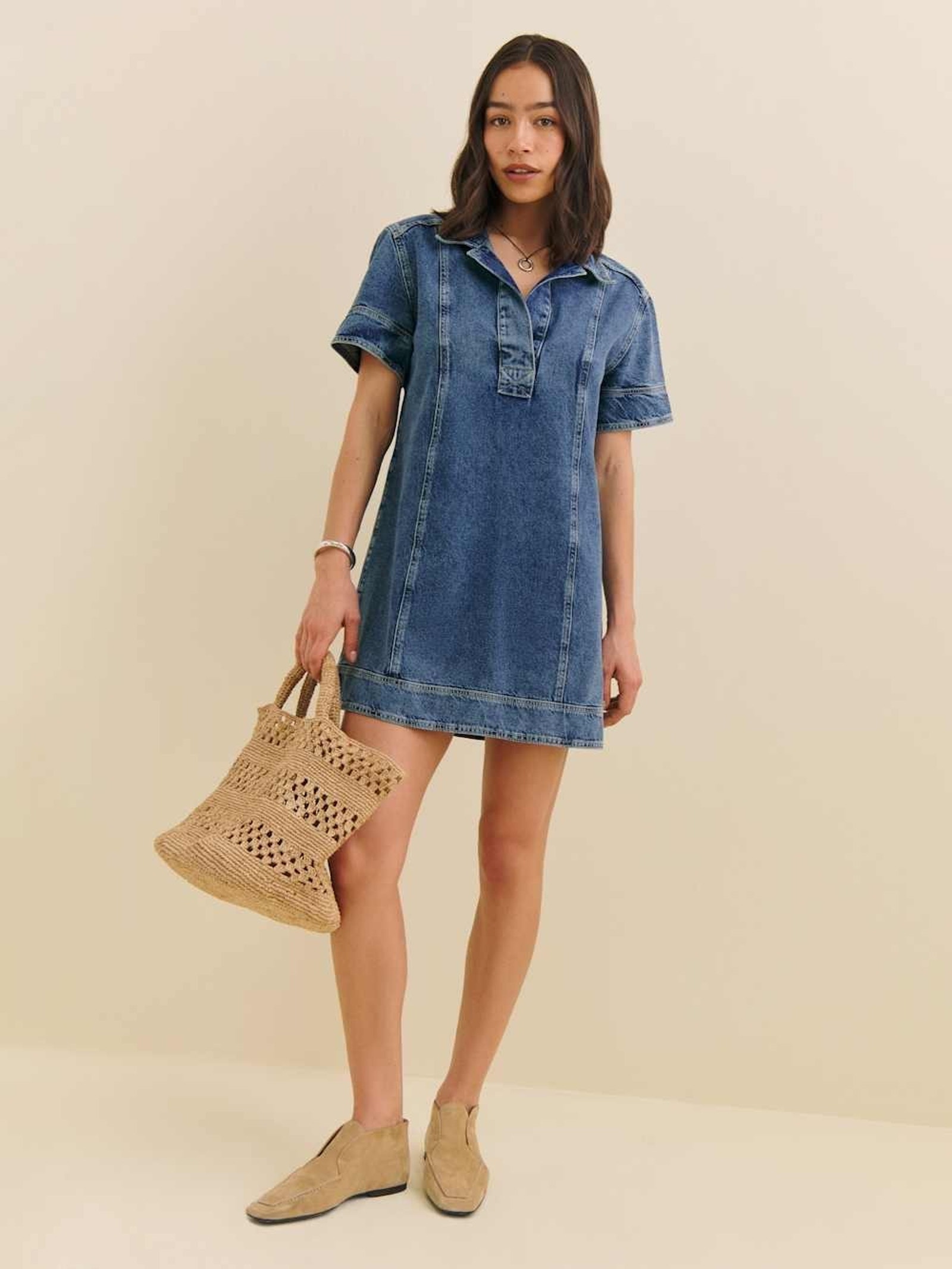 Reformation Clark Denim Mini Dress Blue Size S